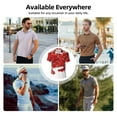 thumbnail image 3 of Kdxio Red Maple Leaf Print Men's Short Sleeve Polo Shirt,Midweight Men's Shirt-Medium, 3 of 5