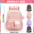 thumbnail image 4 of 17.3in Waterproof Polyester Bow Pom Pom Decor Backpack, Multi Pocket Large Capacity Daypack, Breathable Padded Shoulder Rucksack With Luggage Strap For Daily Commute Weekend Travel & Shopping, 4 of 4