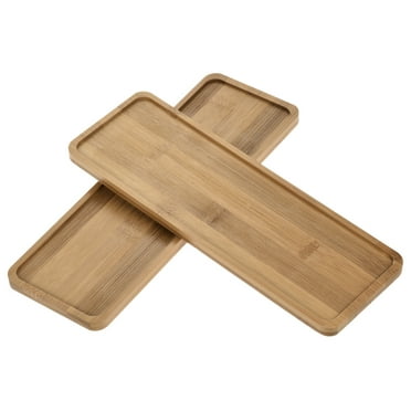 Unique Bargains 11.02x3.74 inch Plant Pot Flower Drip Tray Bamboo Yellow 2 Pack