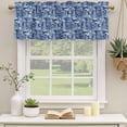 thumbnail image 2 of Navy Blue Garden Curtain Valances for Windows, Kitchen Valance Window Treatments Panel 2 Pack, Modern Art Building Trees Landscape Rod Pocket Short Curtains for Bathroom Bedroom 60 x 18 Inch, 2 of 8