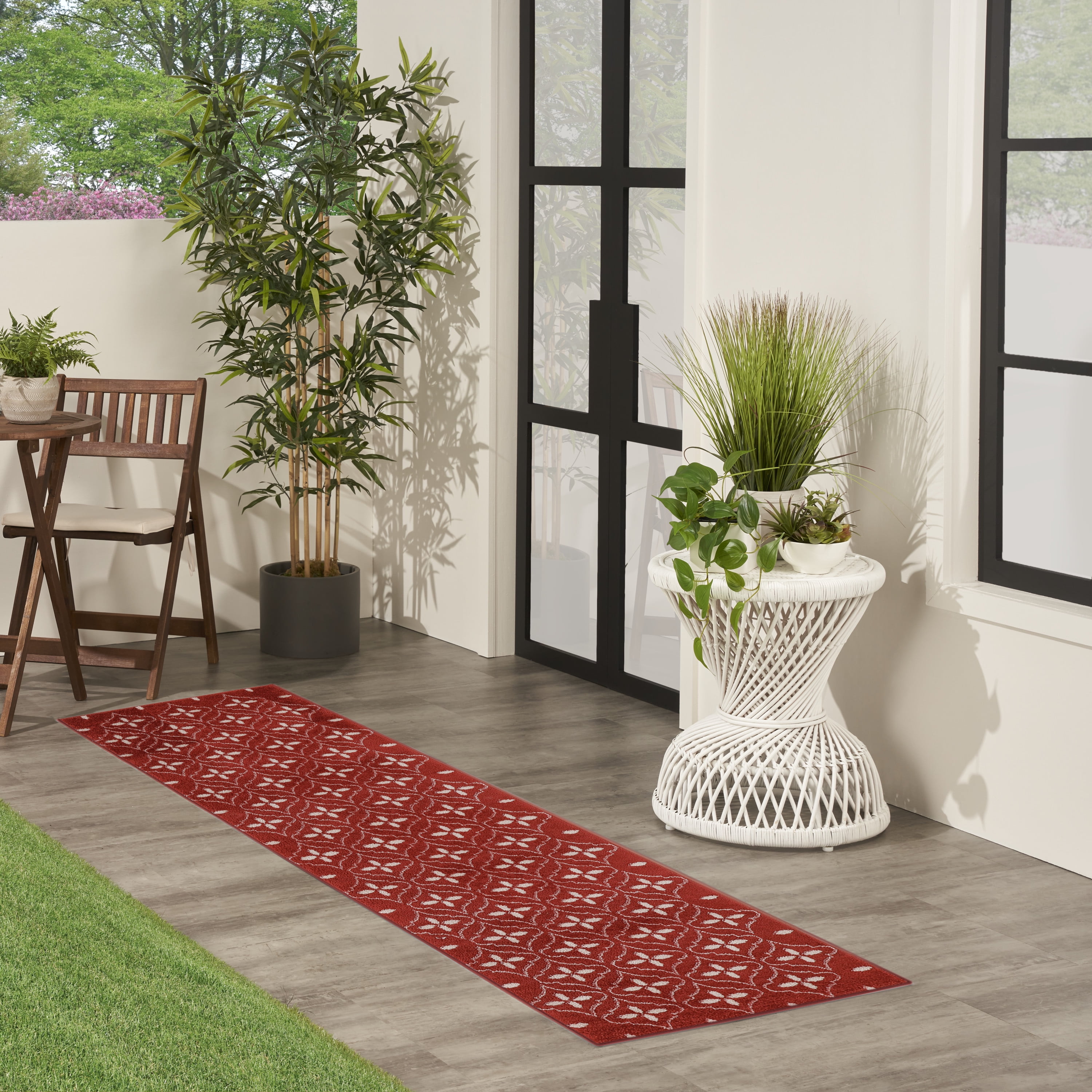 Nourison Essentials Indoor/Outdoor Brick Ivory 2'2" x 7'6" Area Rug (2x8)