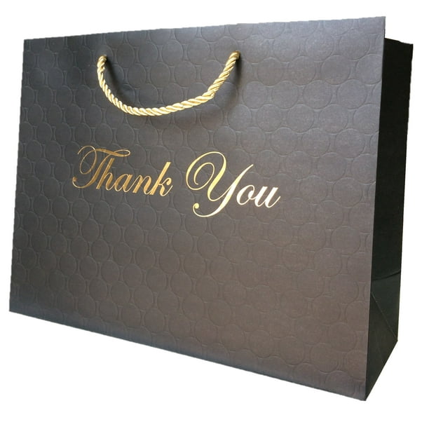 Large Black Thank You Bags 13x5x10 Luxury Matte Boutique 12 Pcs Black