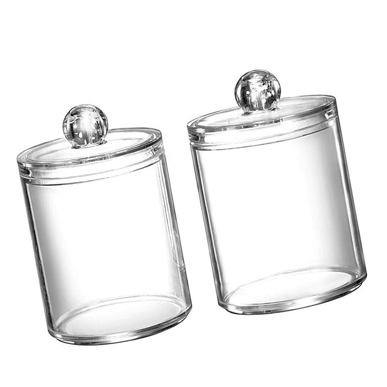 2-Pack Clear Acrylic Organizers With Lids – For Paper Clips, Qtips, Cotton Balls & More