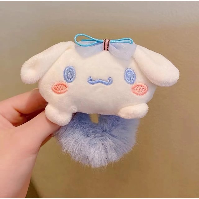 Sanrio Y2k My Melody Kuromi Cinnamoroll accesorios para el cabello de felpa, bandas de cuerda de animales Kawaii, niñas lindas para niños, otoño e invierno, nuevo