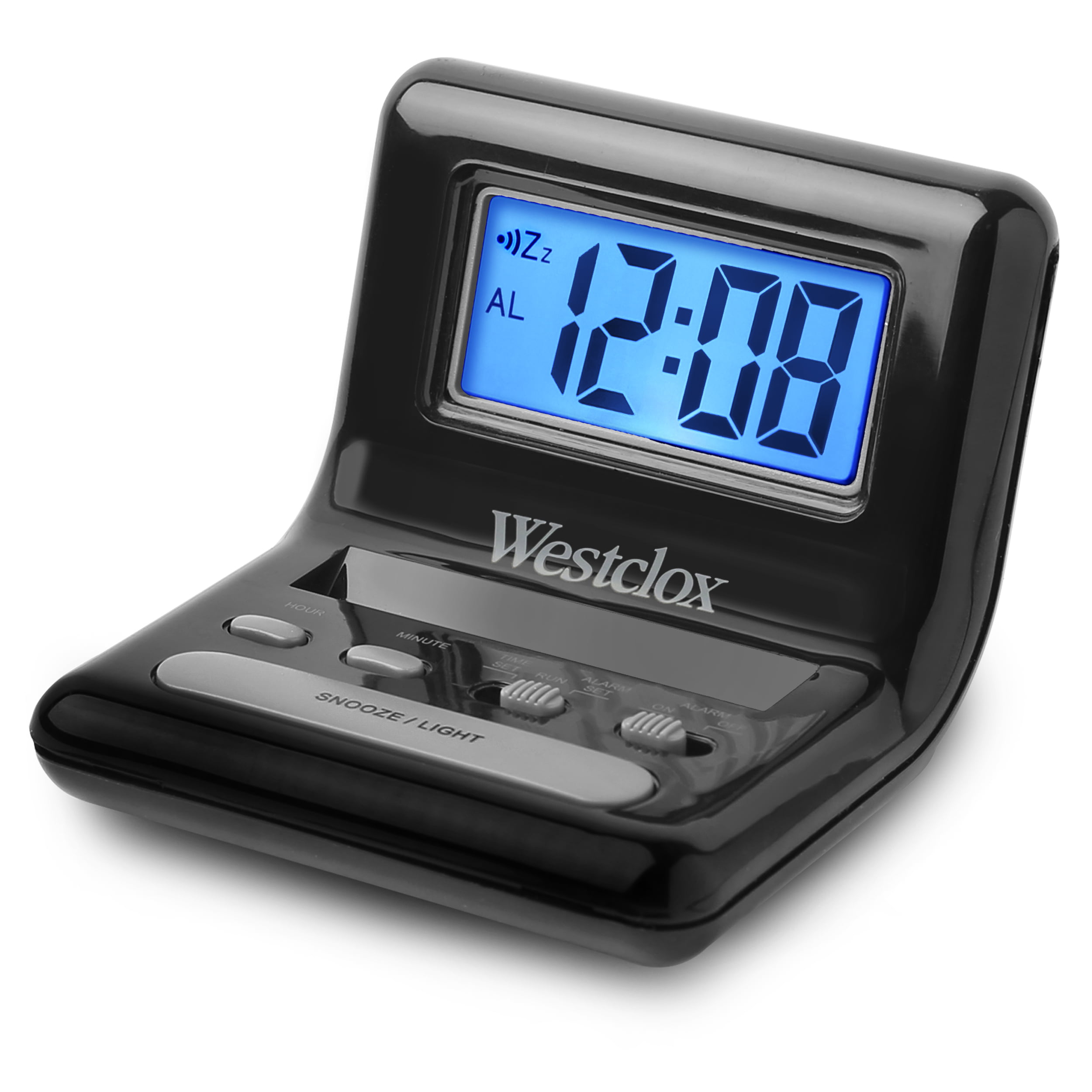 L Black  LCD  Travel Alarm Clock  Batteries Required Westclox  0.8 in 