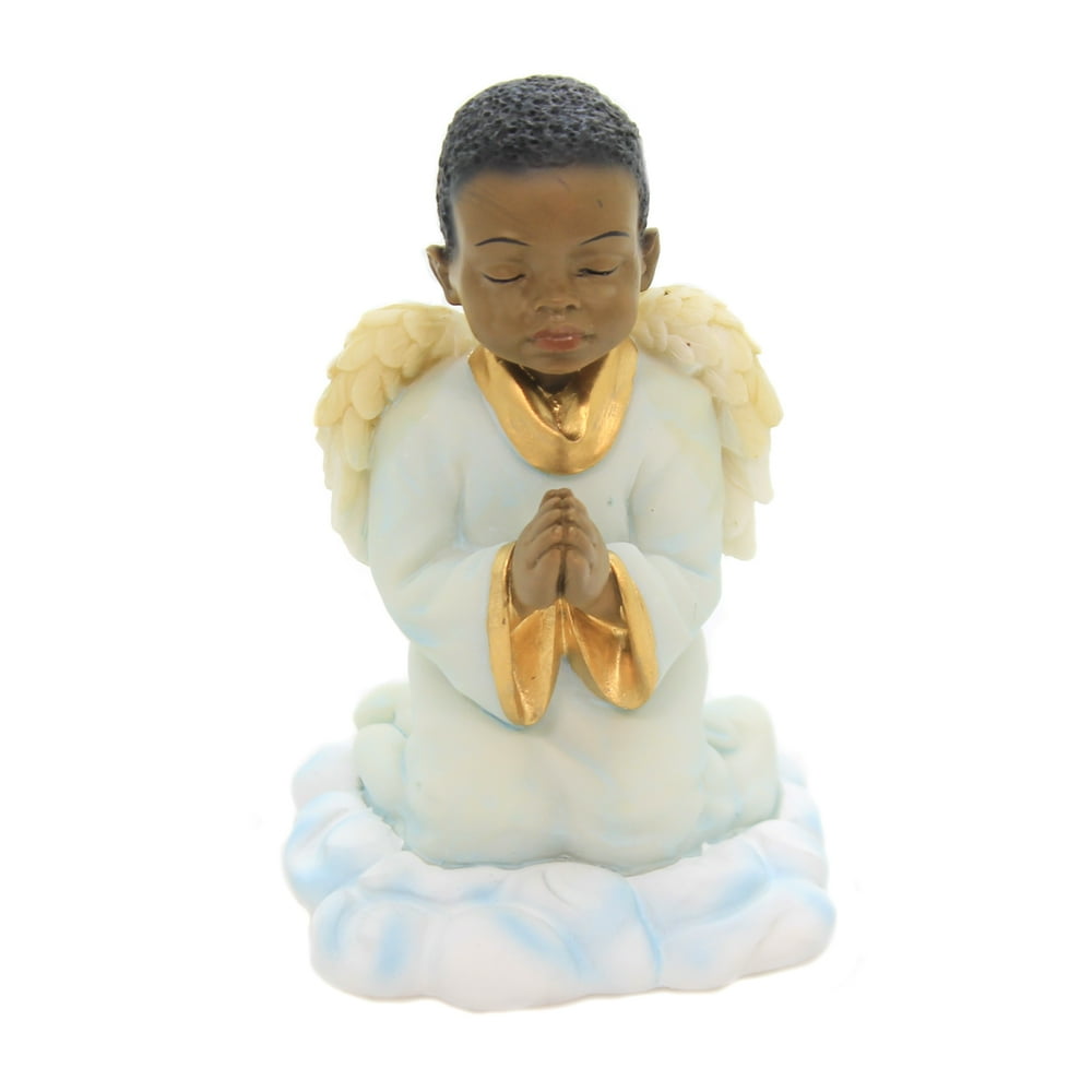 Black art praying angel boy polyresin religious ethnic heritage 17337