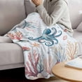 thumbnail image 3 of Octopus Coastal Blanket Soft Cozy Warm Throw Blanket for Couch, Plush Fuzzy Flannel Fleece Blankets for Sofa, Summer Beach Ocean Shell Jellyfish Starfish Bed Blankets Gifts for Men, 30"x40", 3 of 9