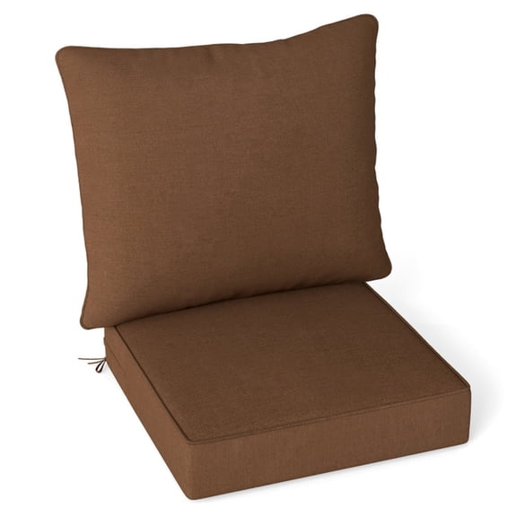 Biotree Outdoor Chair Cushions Deep Seat Cushion Pads Set with Rope Belts for Indoor and Outdoor Patio Chairs as Comfortable High Resilience Patio Seat Cushions, Brown
