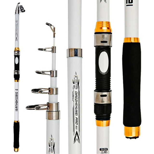 Canne à Pêche Télescopique Portable 2,1 m - 3,6 m Canne à Pêche Longue Distance en Fibre de Carbone Accessoires de Pêche