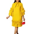 thumbnail image 2 of Women Dress Fashion Casual Ruffle Hem Flare Sleeve Plus Size Maxi Dress, 2 of 9
