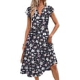 thumbnail image 3 of Fantaslook Summer Dresses for Women Ruffle Sleeve V Neck Midi Dresses Fashion Casual Flowy Vacation Sundress, 3 of 10