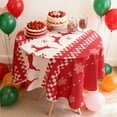 thumbnail image 6 of Christmas Tablecloth Red White Checkered, Retro Holiday Dining Table Cover for Kitchen Decor, Water Repellent Party Photo Backdrop Cloth(C), 6 of 6