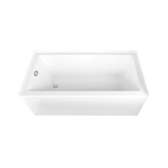 Aqua Eden CVTAP663222L6 66" Acrylic Rectangular 3-Wall Alcove Tub, Left Hand Drain, Glossy White/Polished Nickel