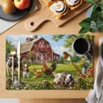 thumbnail image 2 of Farmhouse Placemats Set of 4, Pig Chicken Barn Botanical Washable Wipeable Table Mats for Dining Tables, Indoor Outdoor Kitchen Place Mats for Holiday Party Table Decor, 2 of 9