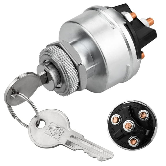 Tmalltide Ignition Switch with Key, 4 Position Universal Key Ignition Switch 12v for Car, Truck, Tractor, Trailer, Forklift, and More, Acc/off/IGN/Start