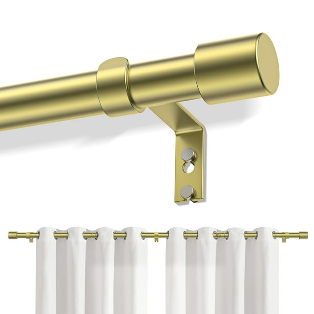 Barras de Cortina Doradas para Ventanas de 48-120", barra de cortina ajustable con finials metálicos, barra resistente de 1" de diámetro para decoración moderna: recámara, cocina y sala de estar