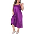 thumbnail image 2 of Agnes Orinda Plus Size Nightgowns for Women V Neck Satin Pajamas Sleeveless Cami Slip Dress Sleepwear 1X Purple, 2 of 6