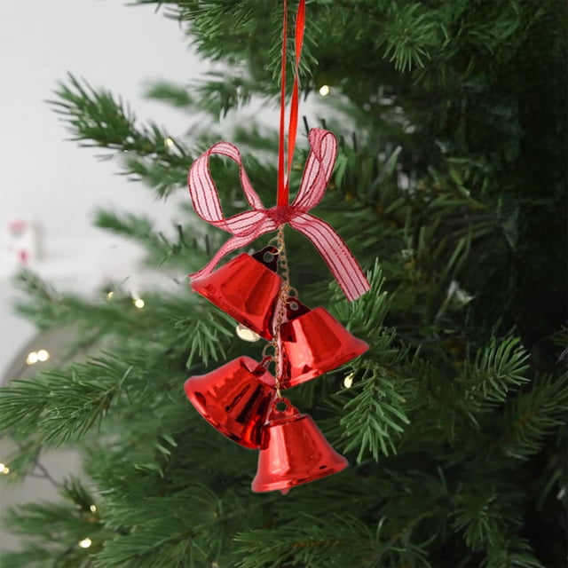 Herunwer Bowknot Ornaments with Bells Mini for Christmas Tree Party Decorations Box Accents Reusable for Home Garden Decor