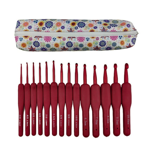 14Pcs Ergonomic Handle Crochet Hook for Knitting Weaving Craft 2.0mm-10mm Ergonomic Crochet Hook for Beginner Hobbyist