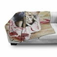 thumbnail image 3 of Chihuahua Soft Flannel Fleece Throw Blanket, Funny Photo of Sassy Fashion Dog Sitting in Its Small Bed with Pearl Necklace, Cozy Plush for Indoor and Outdoor Use, 50" x 70", Multicolor, by Ambesonne, 3 of 6
