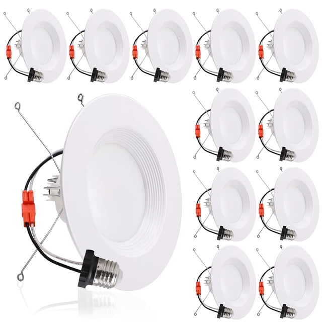 Energetic 56 Inch LED Recessed Lighting, 1000LM, 5000K Daylight Downlight, 12W=150W, Dimmable LED can Light, Damp Rated, Simple Retrofit Installation,