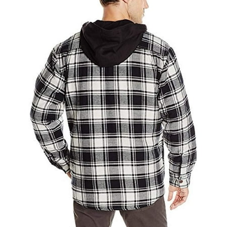 Mens Long Sleeve Quilted Lined Flannel Shirt Jacket W/ Hood | Walmart ...