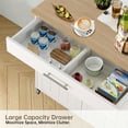 thumbnail image 6 of Pingliang Home Rolling Kitchen Storage Carts with Towel Rack and Drawers, Kitchen Island with Wheel,Rubberwood,White, 35", 6 of 9