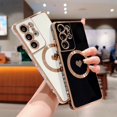thumbnail image 4 of Magnetic Phone Case for Samsung Galaxy S21 Ultra [ Compatible with MagSafe ] Cute Heart Case for Women Luxury Plating Camera Lens Cover Protect Soft Bumper for S21 Ultra 6.8" (Black), 4 of 11