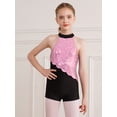 thumbnail image 2 of Yruioon Kids Girls Sequin Dance Rhythmic Gymnastics Leotard Halter Neck Sleeveless Skating Jumpsuit Pink 6, 2 of 6