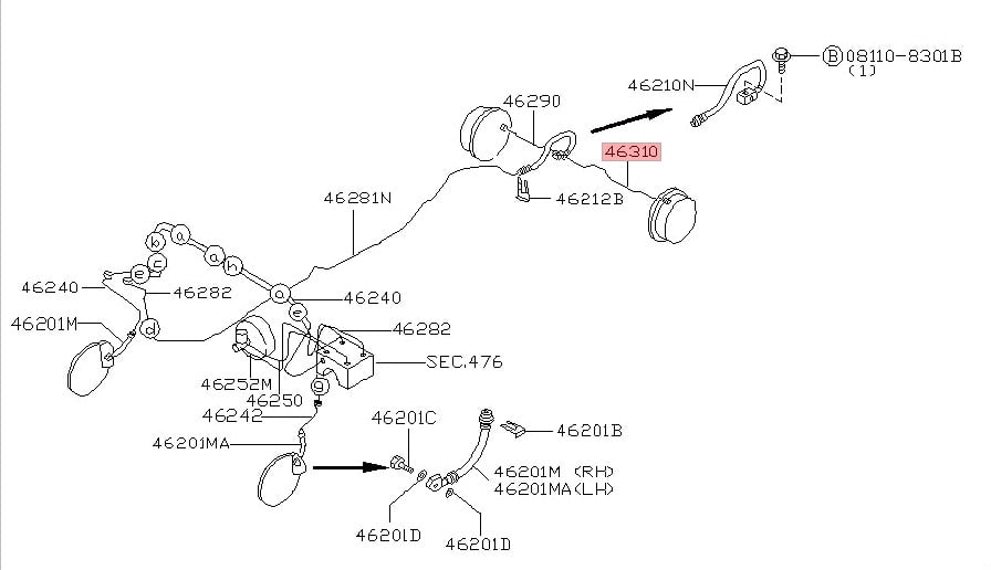 Nissan 463108Z500 Left Rear Brake Line Nissan Frontier Xterra