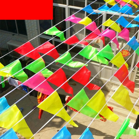 MLINS 100m Bunting Banner Multicolor Pennant Banners Flag Outside Party Banner for Wedding Birthday Party Brand Opening Home Decors