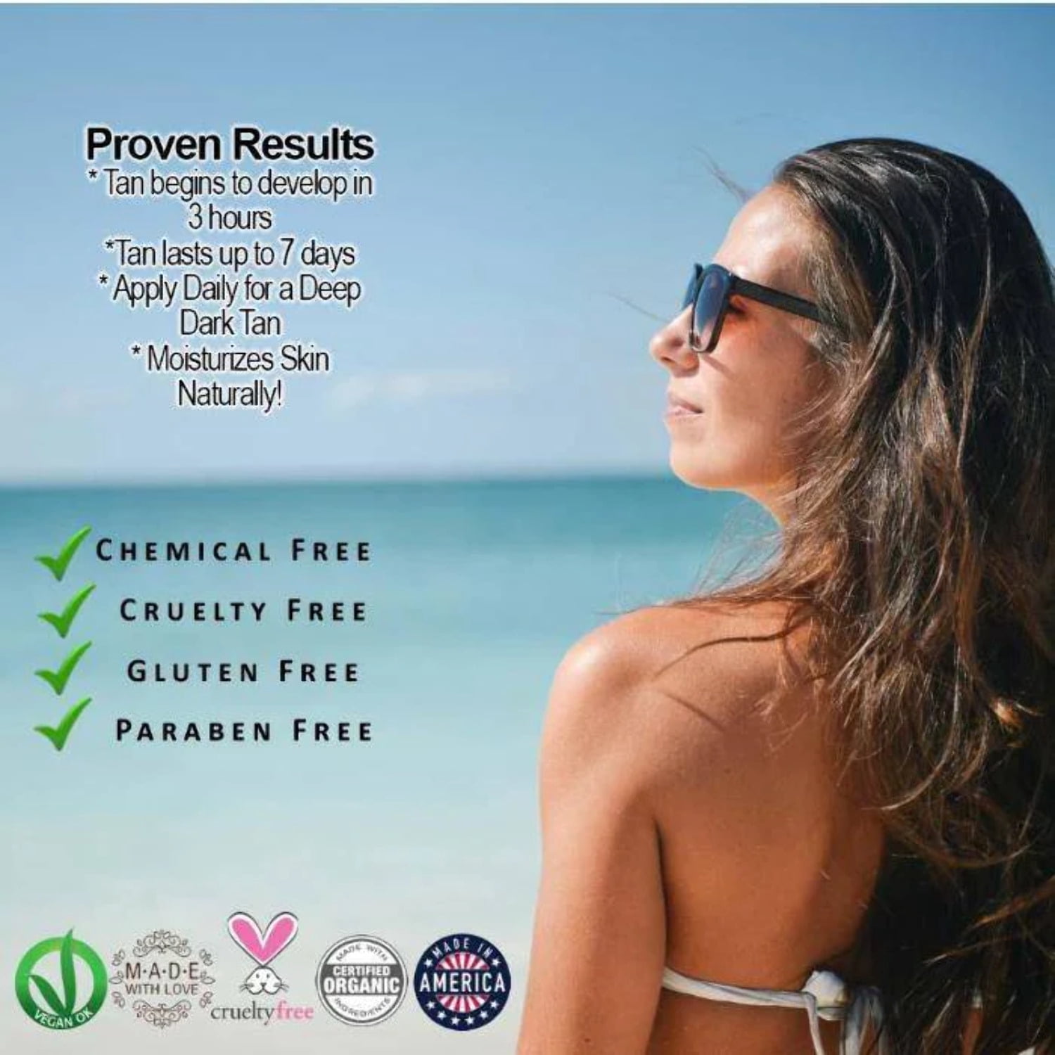 DHA Free Self Tanner for Sensitive Skin – Glow 4 oz. Dark