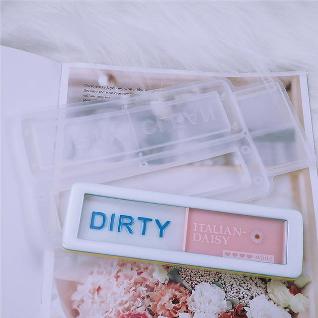 DIY Epoxy Mold Dishwasher Refrigerator Stickers Clean Dirty Magnet Cabinet Decals Switch Washing Machine Stickers Silicone Mould for Home