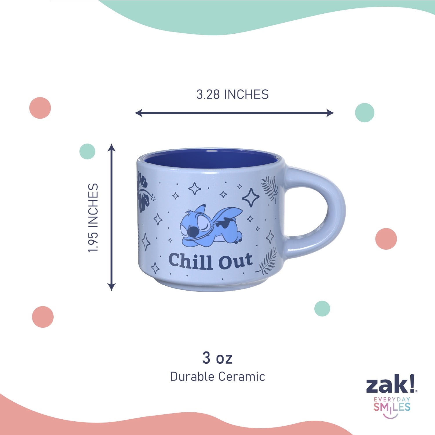 Zak Designs 3oz Stitch Ceramic Haven Mug, Blue - Walmart.com