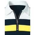 thumbnail image 5 of Hood Crew Men's Long Sleeve Polo Shirt Contrast Color Tops Navy S, 5 of 8