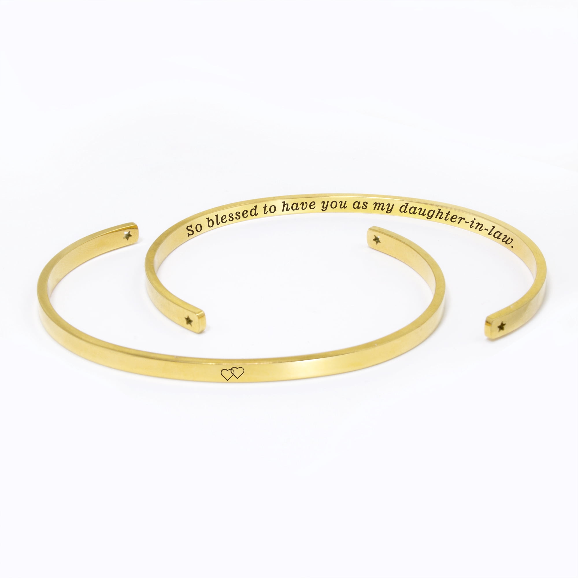 "So blessed to have you as my daughter-in-law" Adjustable Gold Stainless Steel Cuff Bangle Mother's Day Gift Set