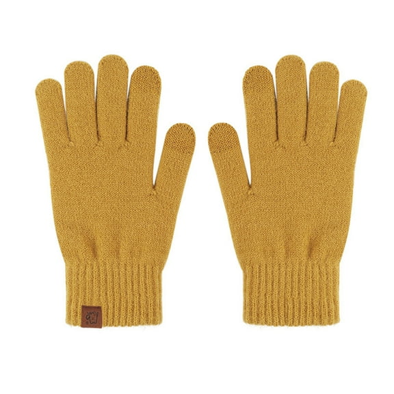 Winter Gloves for Men - Women Upgraded Touch Screen Cold Weather Thermal Warm Knit Glove Yellow Free
