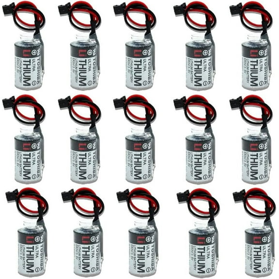 15Pcs ER3V 3.6V 1000mAh PLC Lithium Battery with Black Connector Compatible for JZSP-BA01 146705-1