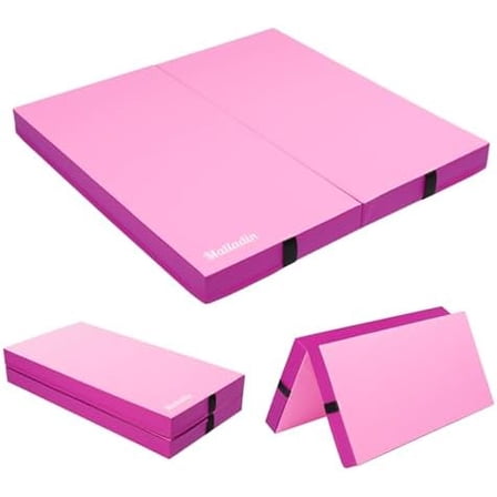 4” Thick Folding Gymnastics Gym Exercise Aerobics Mat, 4ft x 4ft x 4in PU Leather Tumbling Mats for Stretching Yoga Cheerleading Martial Arts$$Sport & Recreation Other