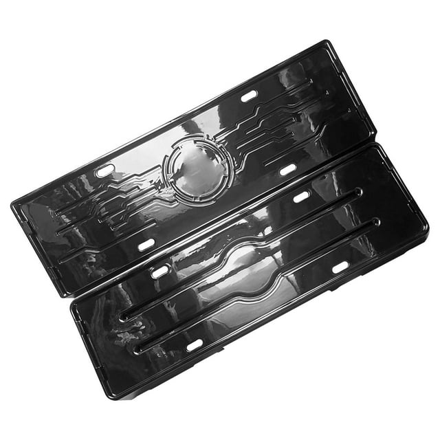 Miulika 2 Pieces Hidden License Plate Frame Vehicle License Plate Holder License Plate Glossy Black