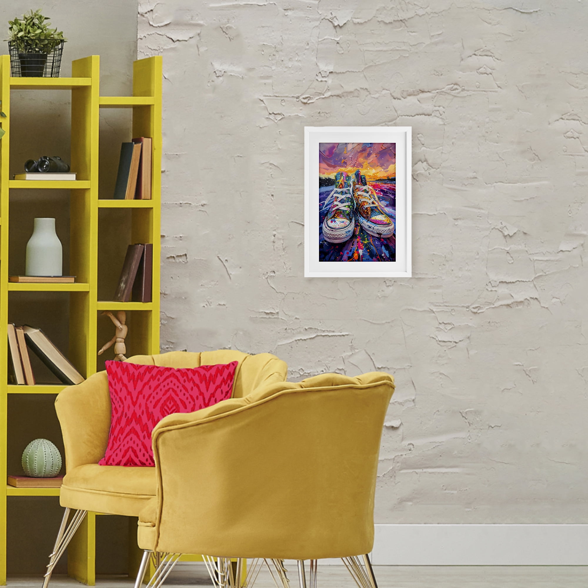 Stupell Industries Vibrant Sneakers at Sunset White Framed Print Under Glass, design by Creative Studio
