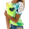 thumbnail image 1 of Camisas de Manga Corta para las Mujeres Impresión Cuello Redondo Suéter Encaje Blusa, Top Casual para el Hogar Y Diario, 1 of 1
