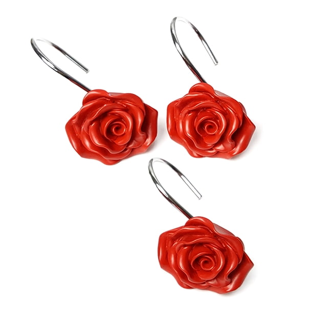 Ganchos para cortina de ducha Yuarrent 3 piezas accesorio de baño Rojo