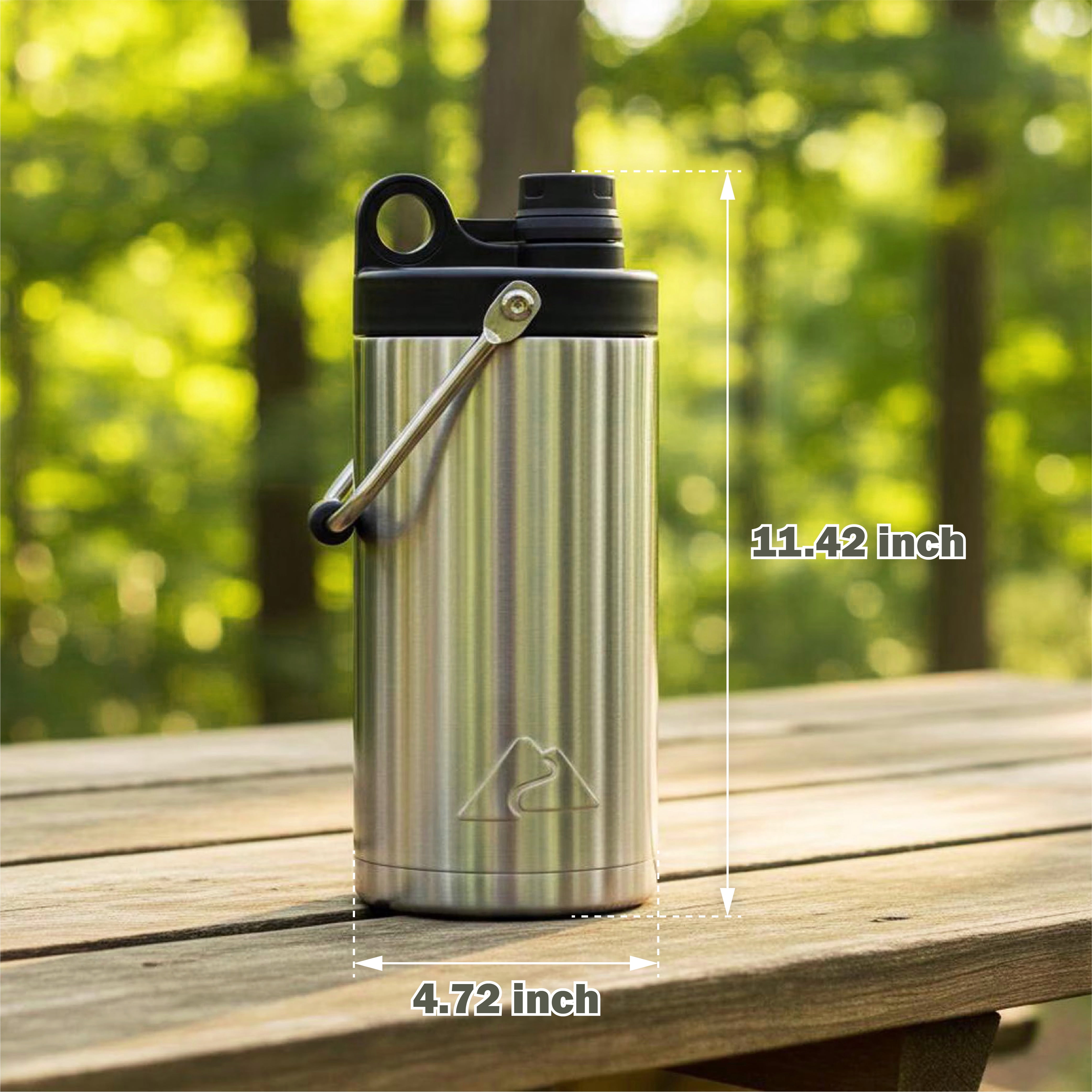 Ozark Trail 1/2 Gallon Stainless Steel Vacuum Insulated Water Jug with Handle, 64 oz, Keeps Cold & Hot, Silver