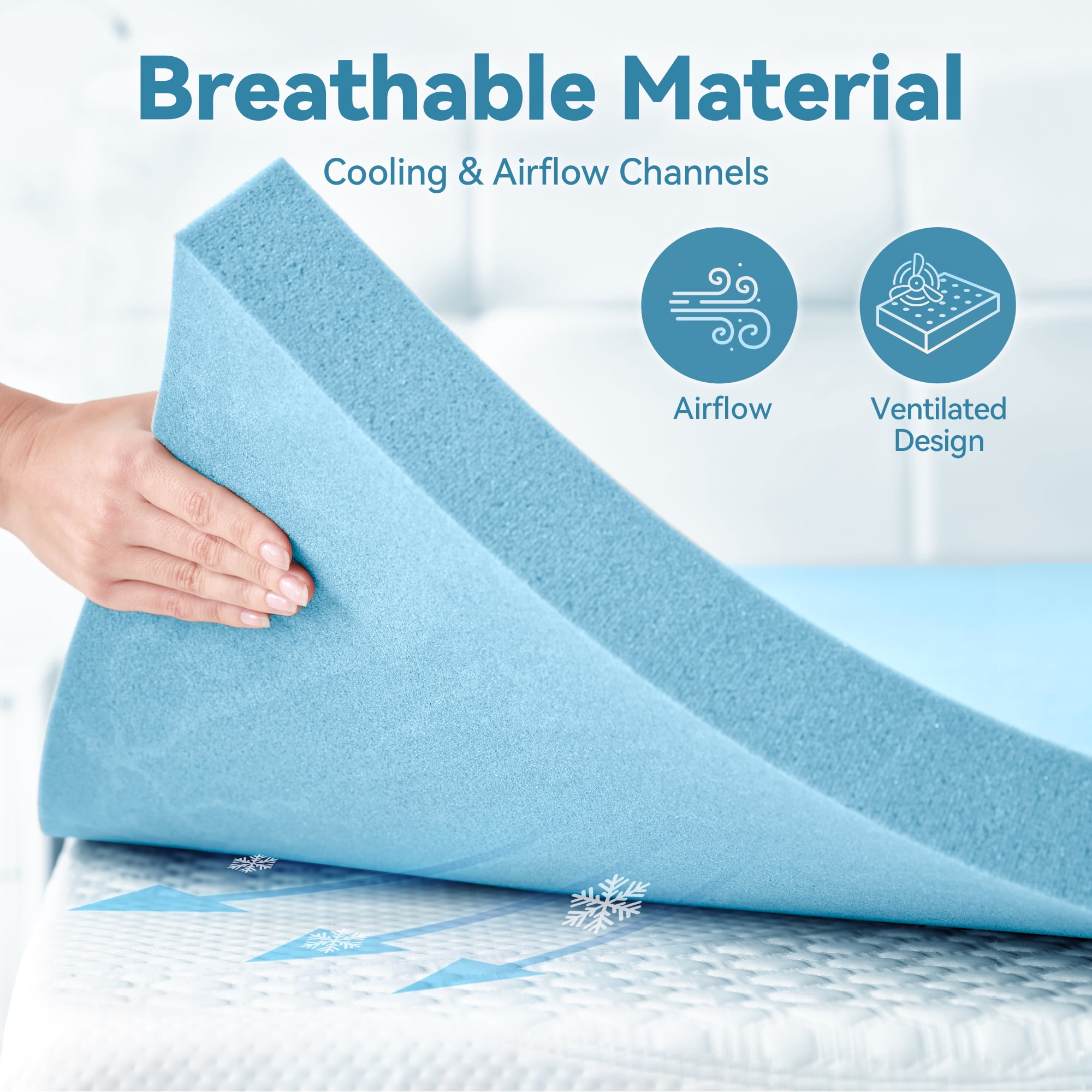 BDEUS 2 Inch Gel Memory Foam Mattress Topper, Comfort Body Support & Pressure Relief, CertiPUR-US Certified, Twin