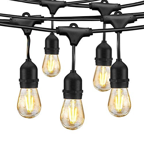49ft Commercial Waterproof Dimmable String Lights for Patio LED Outdoor String Lights Edison Bulb String Lights for Backyard Porch Garden LECLSTAR 16 x 1.5W Vintage Bulbs 1 Spare 15 Hanging Sockets