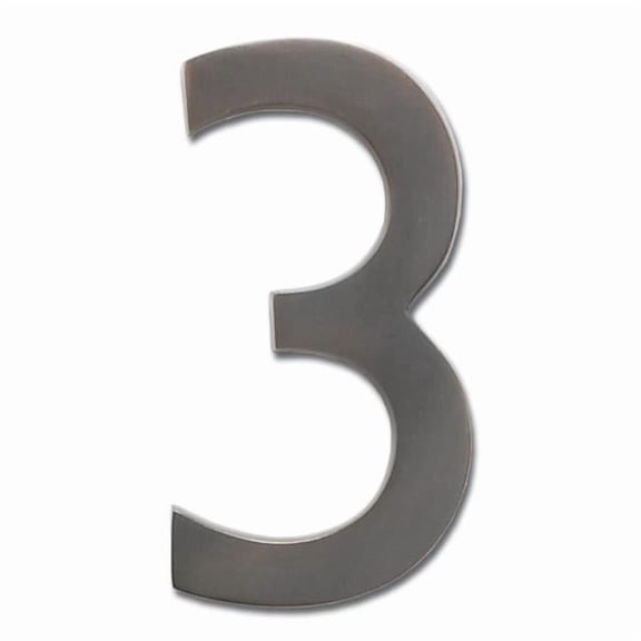 Architectural Mailboxes 3582DC Number 3 Solid Cast Brass 4 inch Floating House Number Dark Aged Copper in.3in.