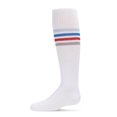 thumbnail image 2 of MeMoi Thin Ribbed Athletic Stripe Cotton Blend Knee High Socks - Girls - Female, 10, White-Gray-Black, 2 of 10