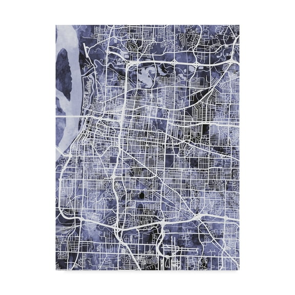 Trademark Fine Art 'Memphis Tennessee City Map Blue' Canvas Art by Michael Tompsett