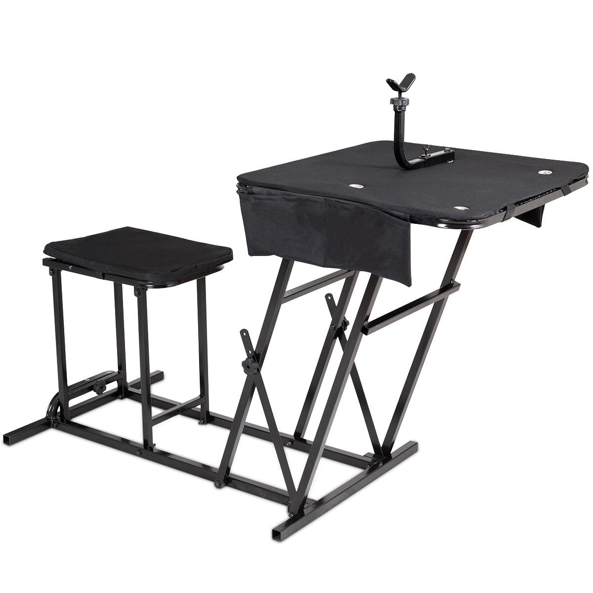 Gymax Folding Shooting Bench Seat With Adjustable Table Gun Rest